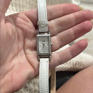 Coach wrap around Silver-Tone Watch with White Strap